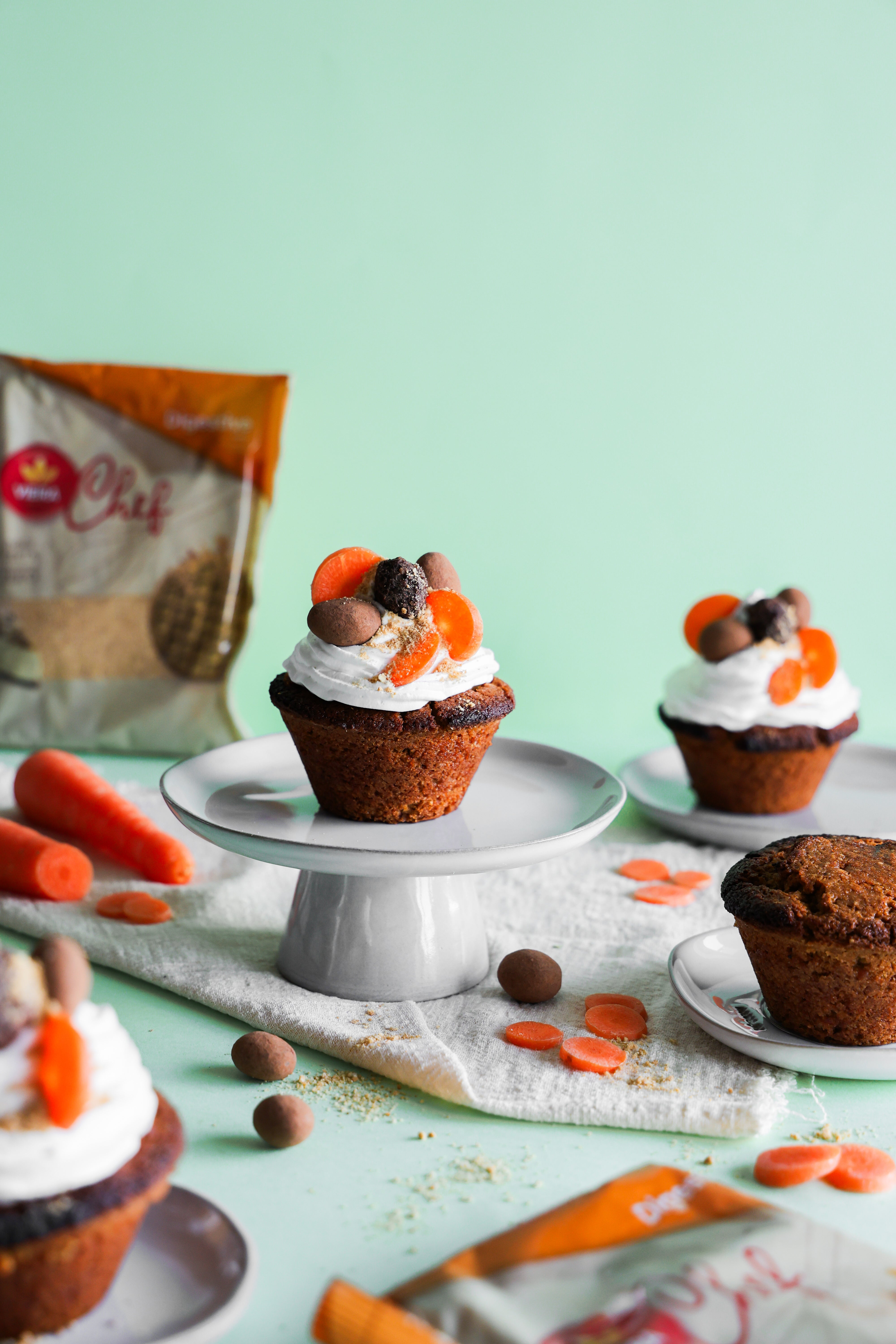 Muffins de Cenoura com Bolacha Digestiva Moída Vieira Chef
