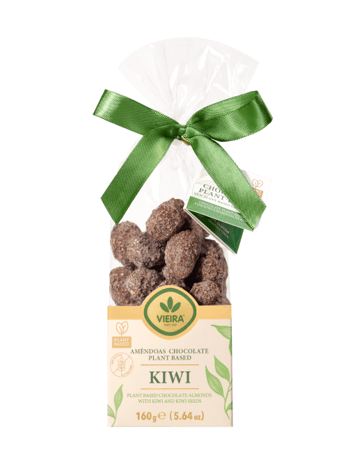 Almond Premium Plant Base Chocolate With Kiwi Flakes And Seeds 160g
