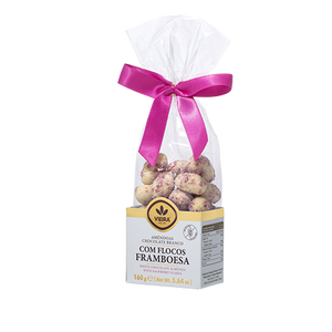 Amêndoas Premium Chocolate Branco Com Flocos De Framboesa 160G Lateral
