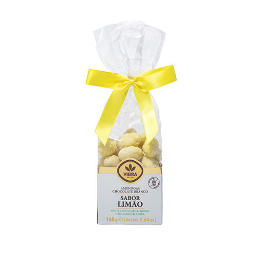 Amêndoas Premium Chocolate Branco Com Sabor Limão 160G Frente