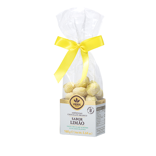 Amêndoas Premium Chocolate Branco Com Sabor Limão 160G Lateral