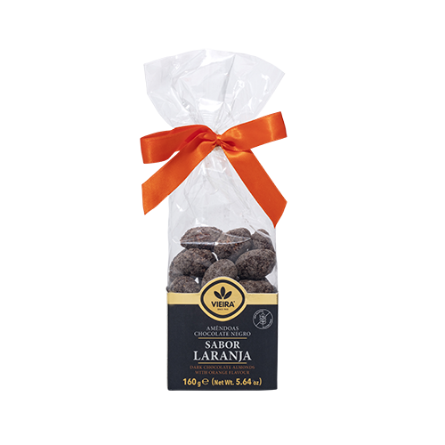 Amêndoas Premium Chocolate Negro Com Sabor Laranja 160G Frente