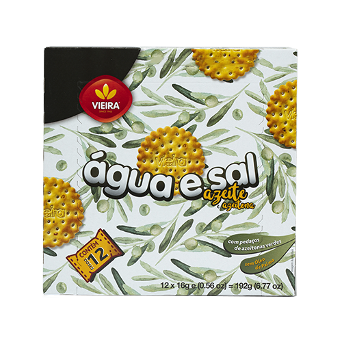 Bolachas Água e Sal Azeite e Azeitona 192g Frente