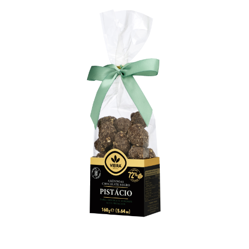 Amêndoas Premium com Chocolate Negro 72% Cacau e Pistácio 160g